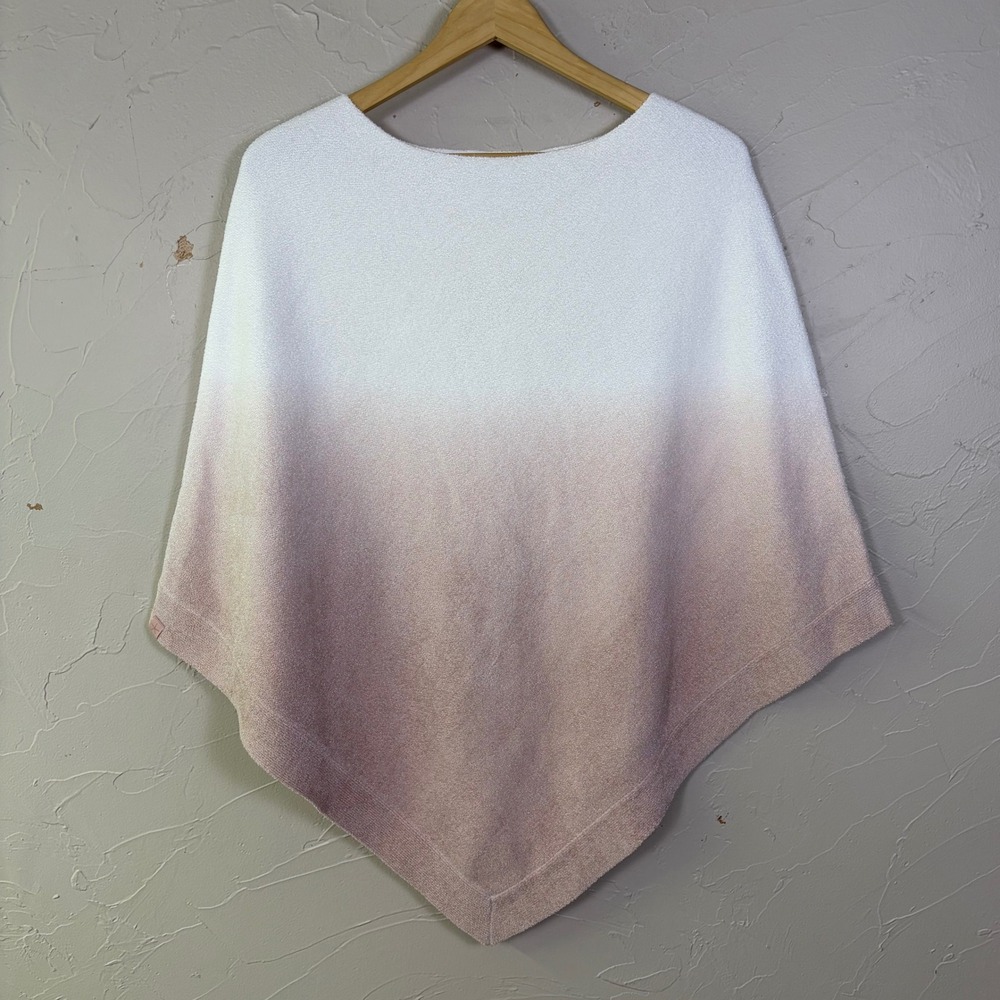 Barefoot Dreams Cozy Chic Ultra Lite Poncho Women OS Ombre Pink White Loungewear